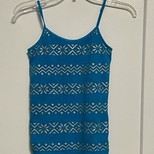 Girls camisole turquoise blue w/silver accents.